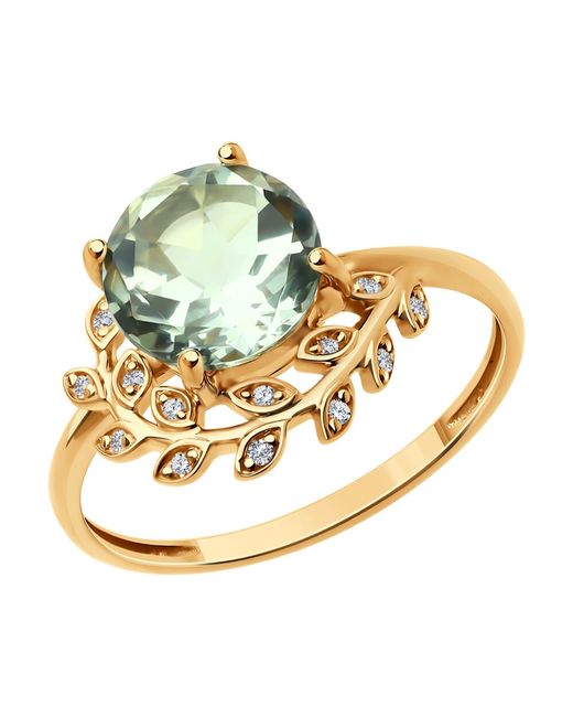 SOKOLOV Diamonds Кольцо из красного золота р. бриллиант/празиолит