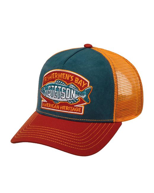 Stetson Бейсболка унисекс 7756106 TRUCKER CAP FISHERMENS BAY оранжевая синяя