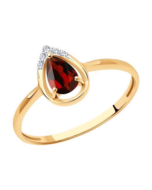 SOKOLOV Diamonds Кольцо из красного золота с бриллиантом и гранатом р.