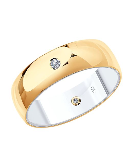Sokolov Кольцо обручальное из комбинированного золота р. бриллиант