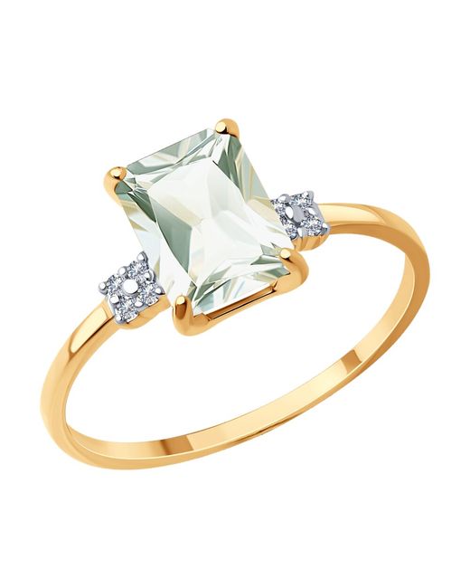 Diamant Кольцо из красного золота р. фианит/празиолит