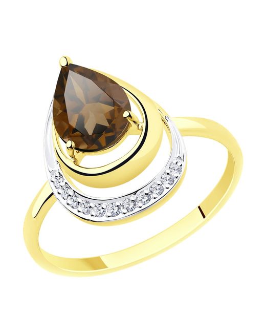 Diamant Кольцо из желтого золота р. фианитраухтопаз