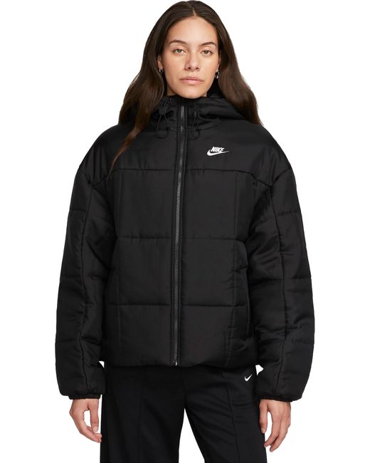 Nike Куртка W Classic Puffer Therma-FIT Loose Hooded Jacket черная