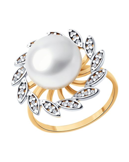 Diamant Кольцо из серебра фианит/жемчуг культивированный