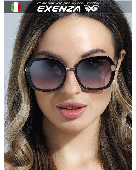 Exenza Солнцезащитные очки Adriana черные/прозрачные/серебристые