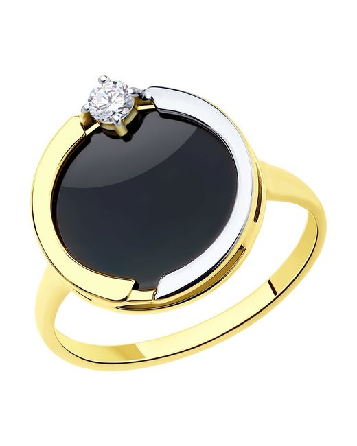 Diamant Кольцо из желтого золота р. фианит/агат
