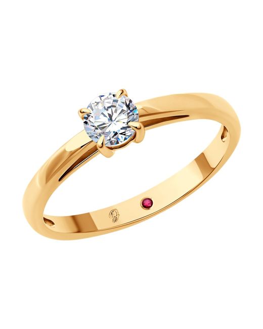 Diamant Кольцо из красного золота р. 17 бриллиант искусственный/рубин