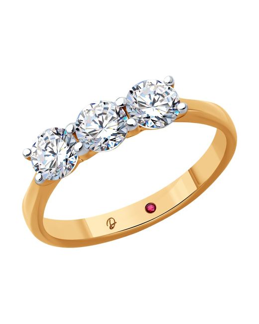 Diamant Кольцо из красного золота р. бриллиант искусственный/рубин