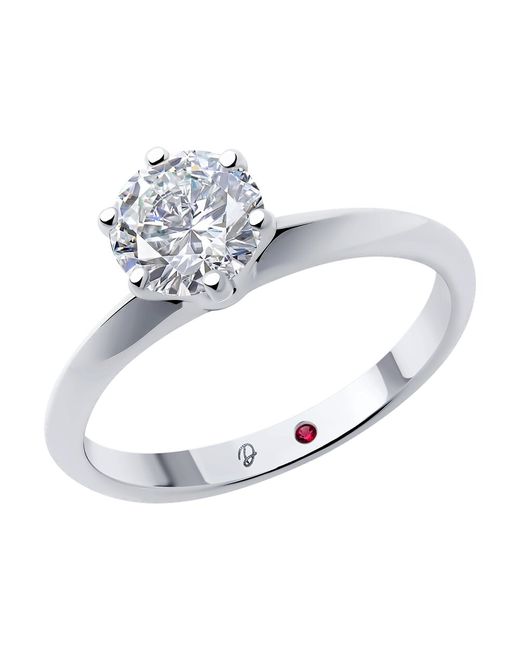 Diamant Кольцо из белого золота р. бриллиант искусственный/рубин