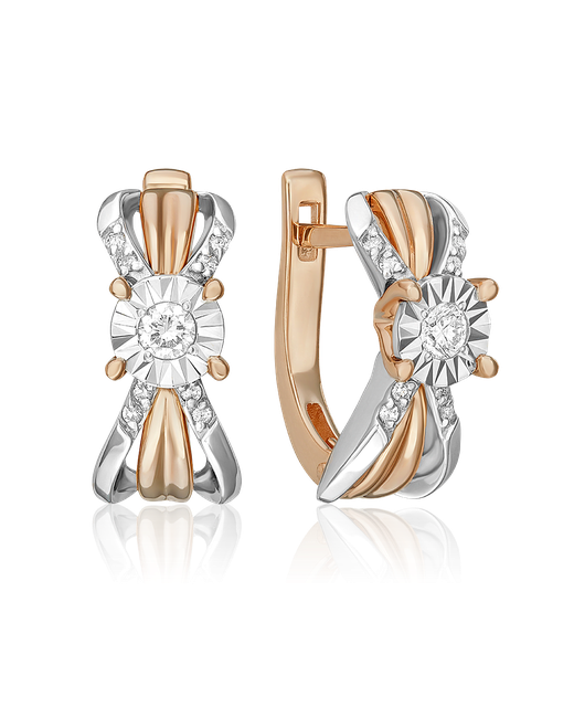 PLATINA Jewelry Серьги из комбинированного золоа 02-5213-00 бриллиант
