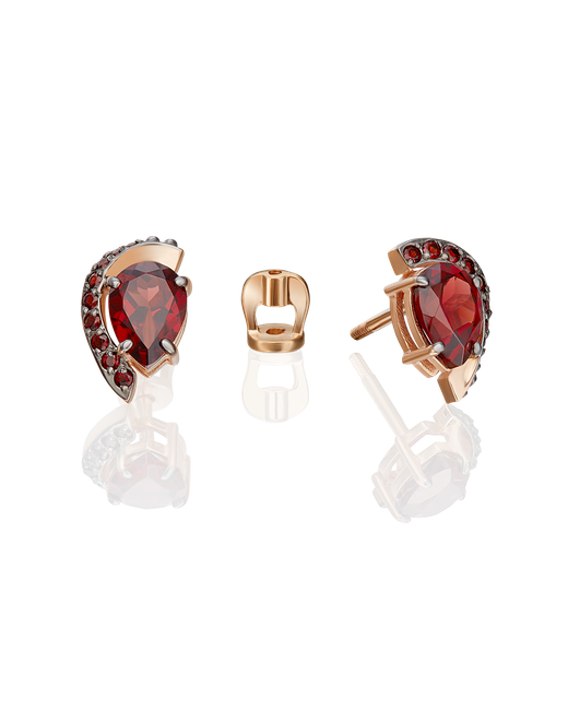 PLATINA Jewelry Серьги пусеты из красного золота 02-5180-00 гранат