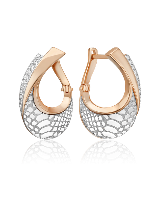 PLATINA Jewelry Серьги из комбинированного золоа 02-5198-00 фианит
