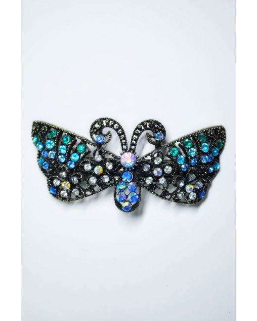 Fashion Jewelry Заколка-автомат Butterfly желтый/голубой микс
