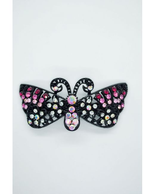 Fashion Jewelry Заколка-автомат Butterfly черный/красный микс