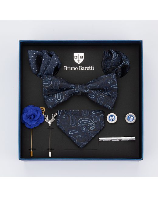 Nobrand Комплект галстук бабочка платки запонки Bruno Baretti темно-