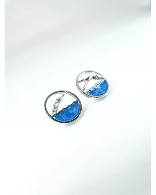 Mood&Spur MS Jewellery Серьги из серебра Плавание эмаль