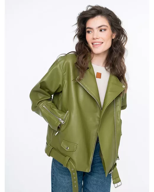 Nordiana Кожаная куртка 1335 зеленая S-M