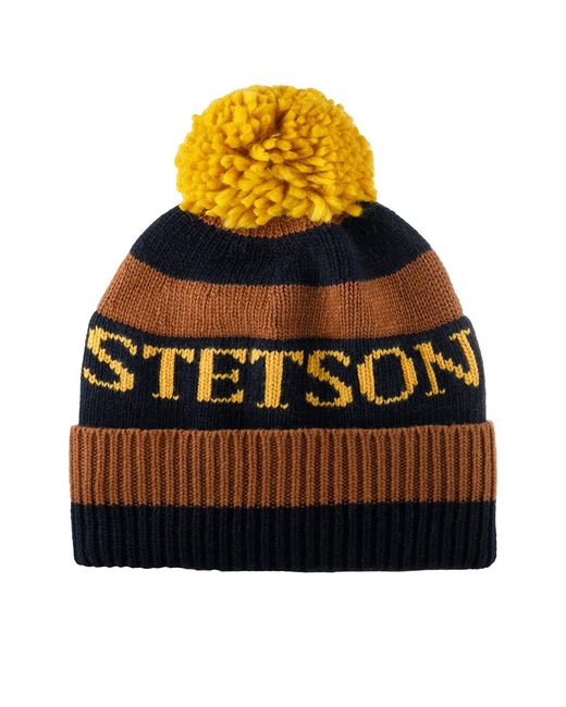 Stetson Шапка унисекс 8599380 BEANIE POMPOM темно-синяя/