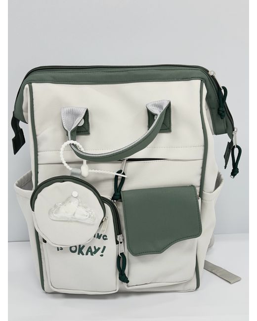 School Ray Сумка-рюкзак серо-зеленая 39x30x39 см
