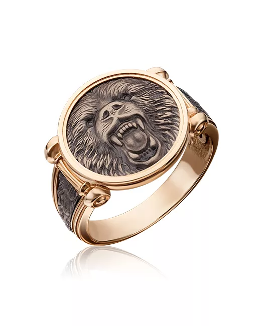 PLATINA Jewelry Кольцо печатка из комбинированного золота р.