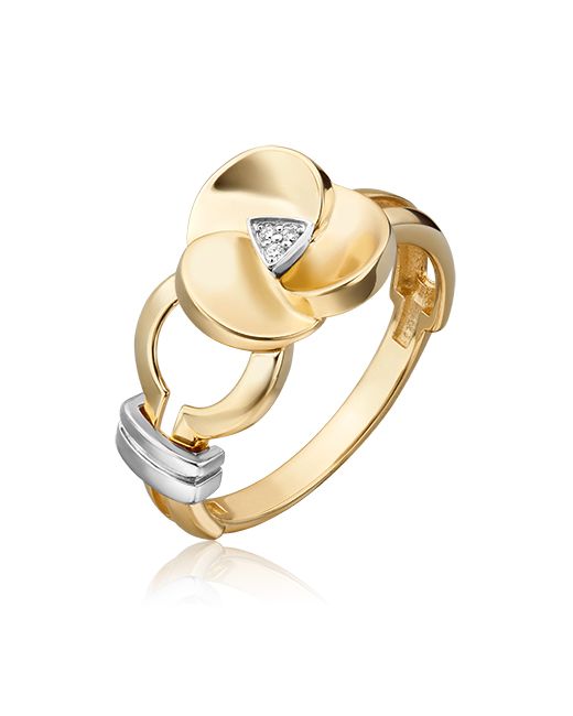 PLATINA Jewelry Кольцо из комбинированного золота с бриллиантом р.