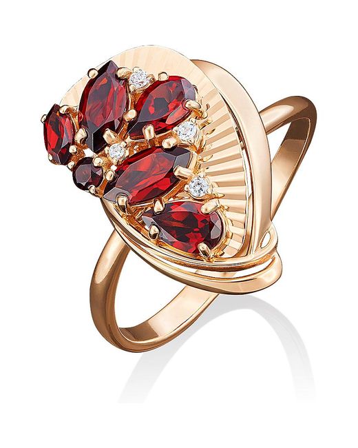 PLATINA Jewelry Кольцо из красного золота р. гранат/фианит