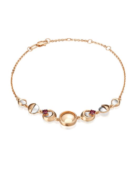 PLATINA Jewelry Браслет из комбинированного золота с гранатом р. 05-0663-00-204-1111-75