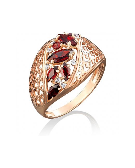 PLATINA Jewelry Кольцо из красного золота р. фианит/гранат
