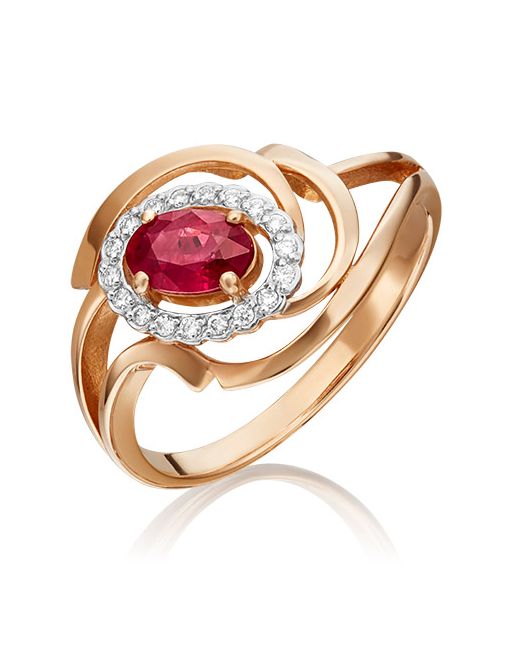 PLATINA Jewelry Кольцо из красного золота р. рубин/бриллиант