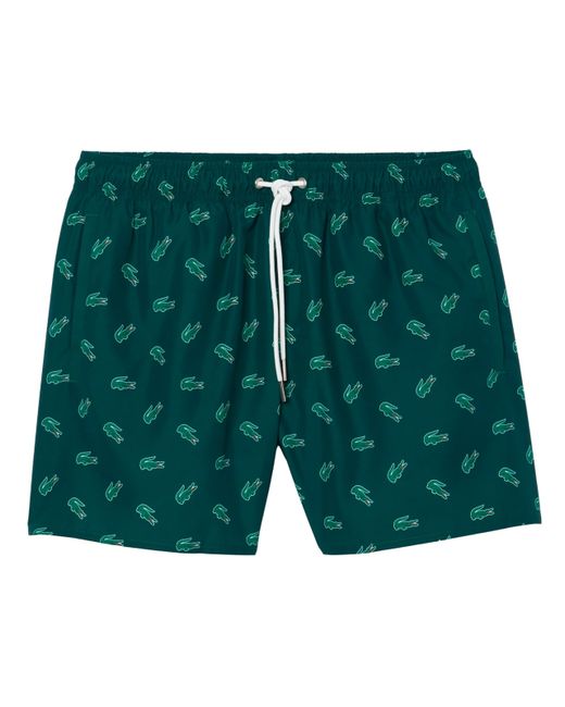 Lacoste Пляжные шорты Crocodile Print Swim зеленые