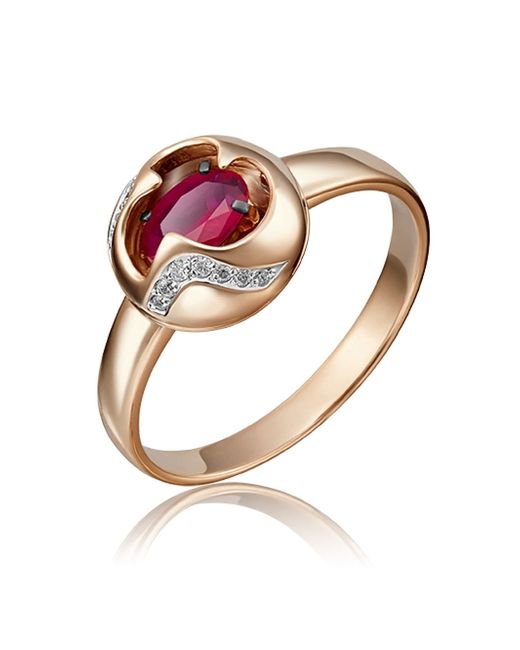 PLATINA Jewelry Кольцо из красного золота р. бриллиант/рубин
