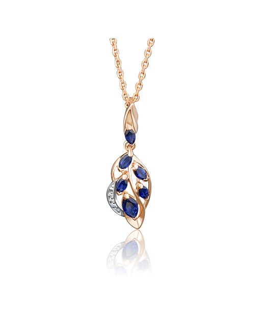 PLATINA Jewelry Кулон из комбинированного золота сапфир/бриллиант