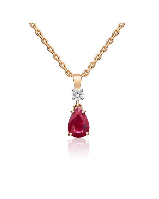 PLATINA Jewelry Кулон из красного золота рубин/бриллиант