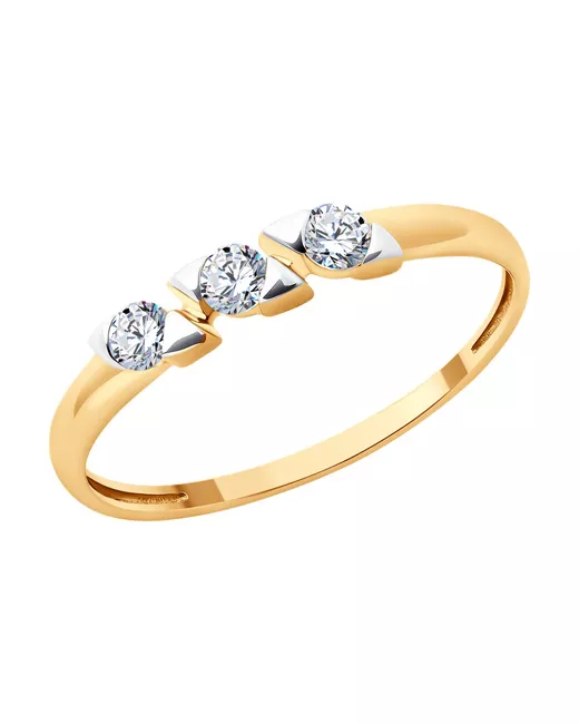 Diamant Кольцо из красного золота р. 18 фианит