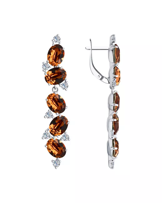 ЯХОНТ Золотой Серьги подвески из серебра swarovski/фианит