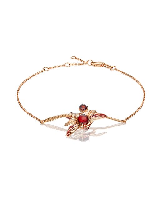 PLATINA Jewelry Браслет из красного золота с эмалью/гранатом р.