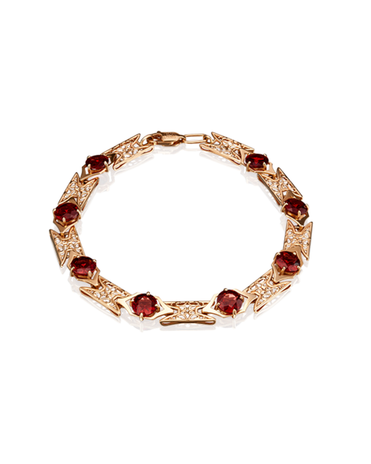 PLATINA Jewelry Браслет из красного золота с гранатом р. 05-0530-00-204-1110-46