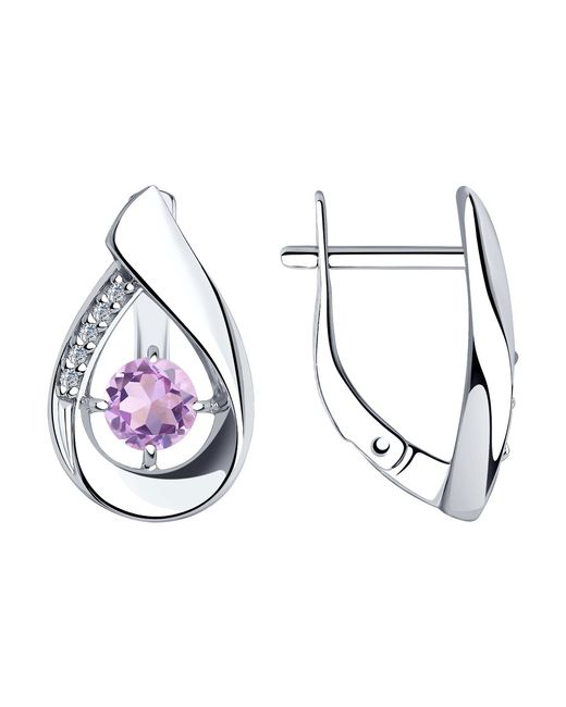 Diamant Серьги из серебра аметист/фианит