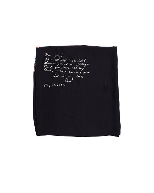 Yohji Yamamoto Черный шелковый платок с цветочным принтом