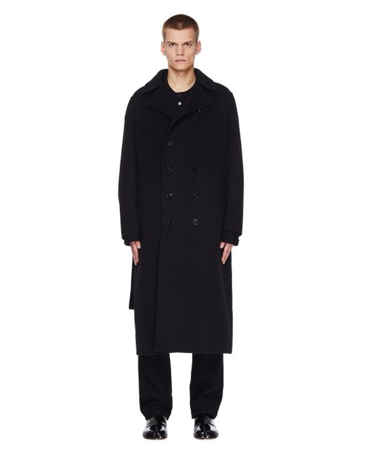 Jil Sander Черное кашемировое пальто с поясом