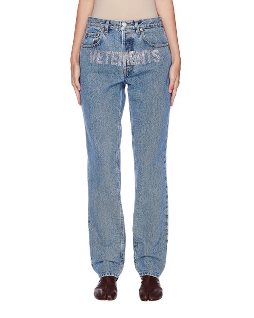 Vetements Голубые джинсы с логотипом