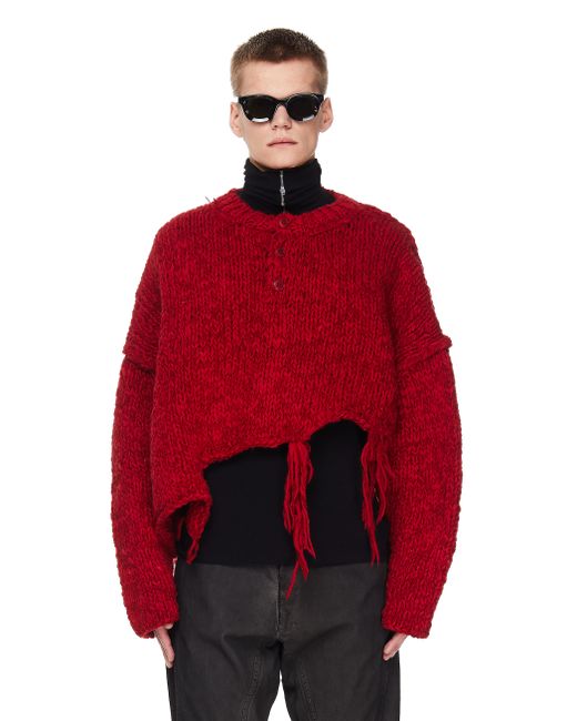 Yohji Yamamoto Красный асимметричный свитер