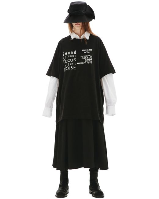 Yohji Yamamoto Черная футболка с принтом