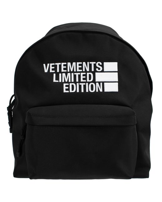 Vetements Черный рюкзак с вышивкой Limited Edition
