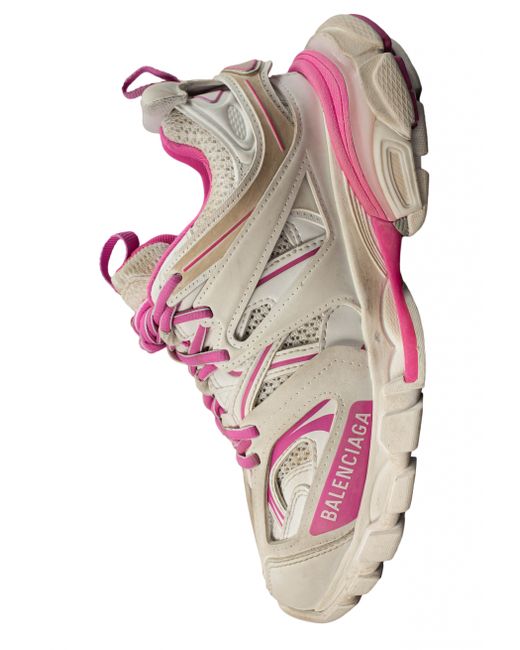 Balenciaga Белые кроссовки Track с розовыми деталями