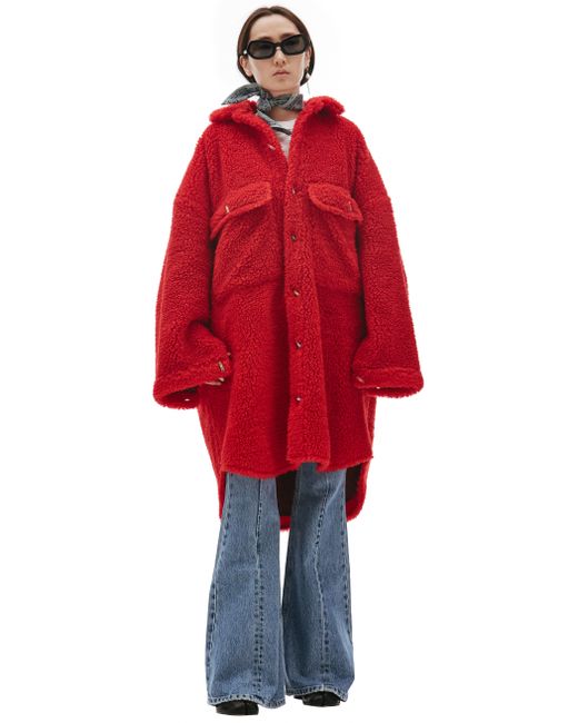 Doublet Красное Оверсайз пальто с фигурными пуговицами