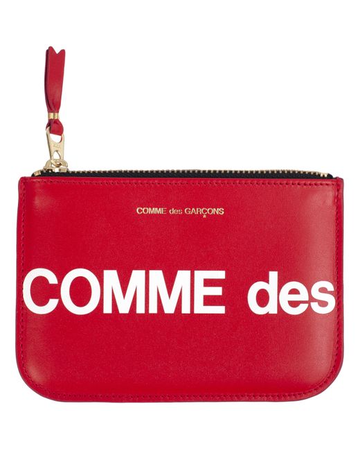 Comme Des Garcons Красный кожаный кошелек с логотипом