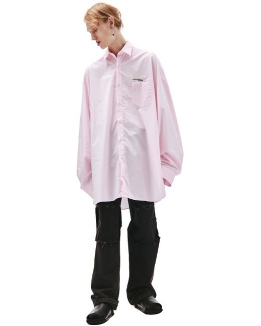Raf Simons Розовая Оверсайз рубашка с принтом