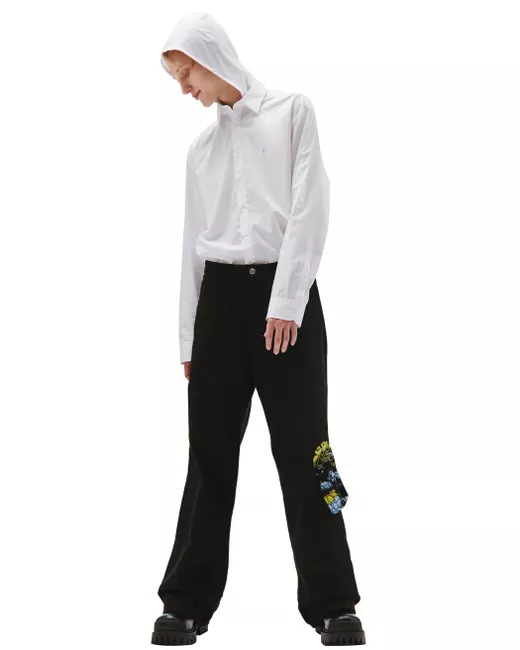 Raf Simons Широкие джинсы с графичными карманами