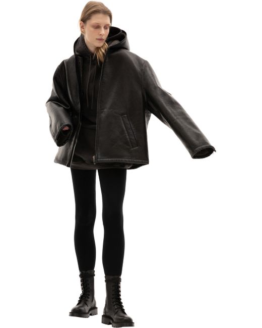 Balenciaga Кожаная куртка с меховой подкладкой